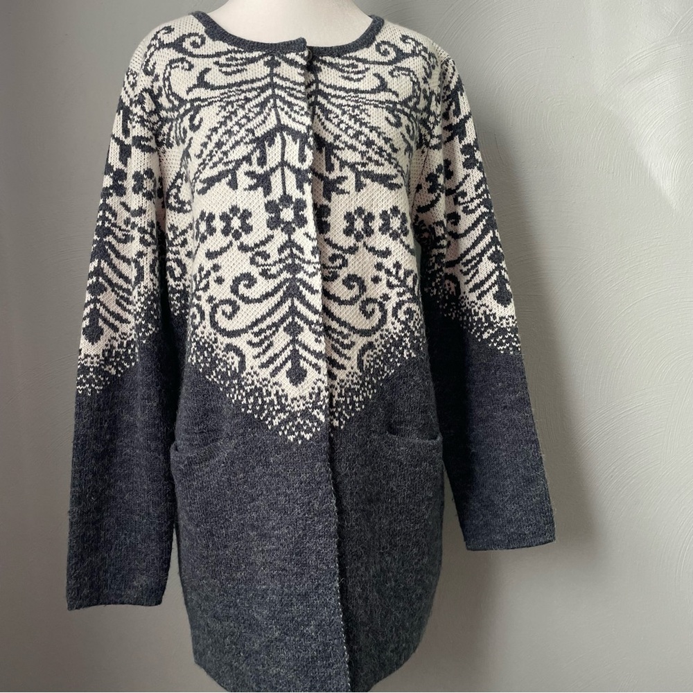 Tivoli of Ireland Nordic Fair Isle Longline Cardigan with Pockets